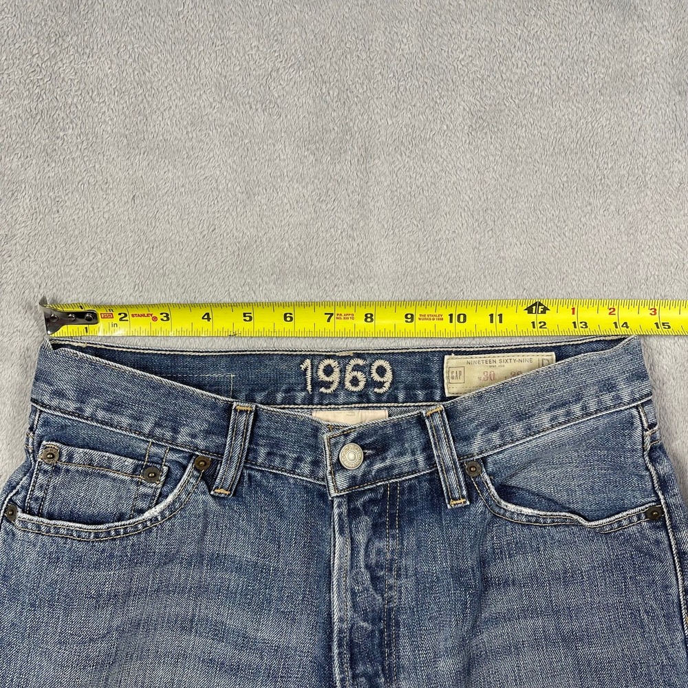 Gap 1969 Jeans Mens 30(29)x32(31) Blue Straight Leg Button Fly Made in USA Denim - Picture 5 of 13